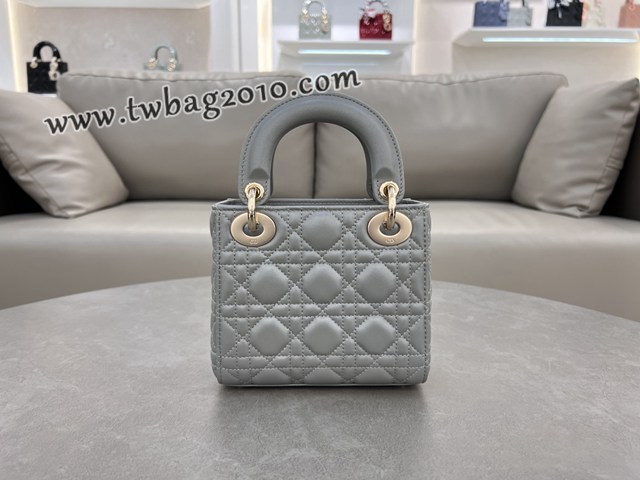 Dior专柜新款Lady女包迪奥高仿原单三格羊皮珠光灰Classic Lady戴妃包 djfk1276